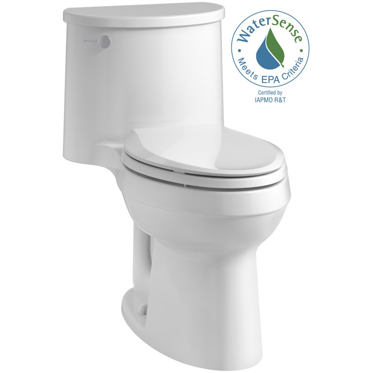 White High Efficiency Elongated One-Piece Toilet with Chrome Lever