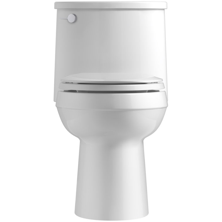 White High Efficiency Elongated One-Piece Toilet with Chrome Lever