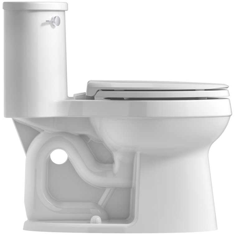 White High Efficiency Elongated One-Piece Toilet with Chrome Lever