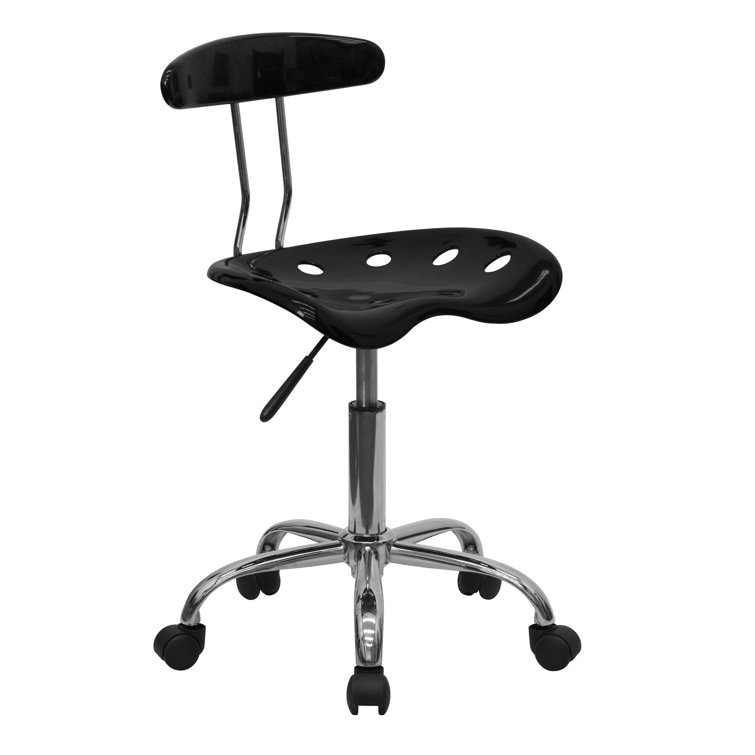 Ergonomic Swivel Black Metal Armless Task Chair with Tractor Seat