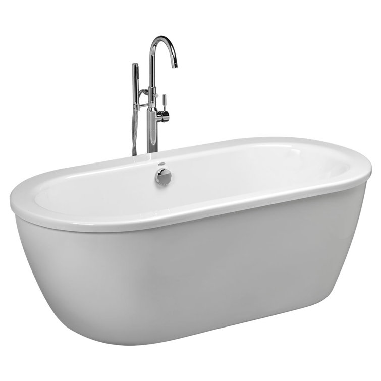 Arctic White 66'' Freestanding Acrylic Soaking Bathtub