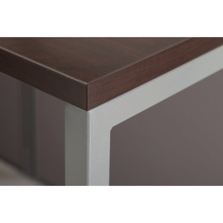 Mocha Cherry L-Shaped 2-Person Workstation with Storage
