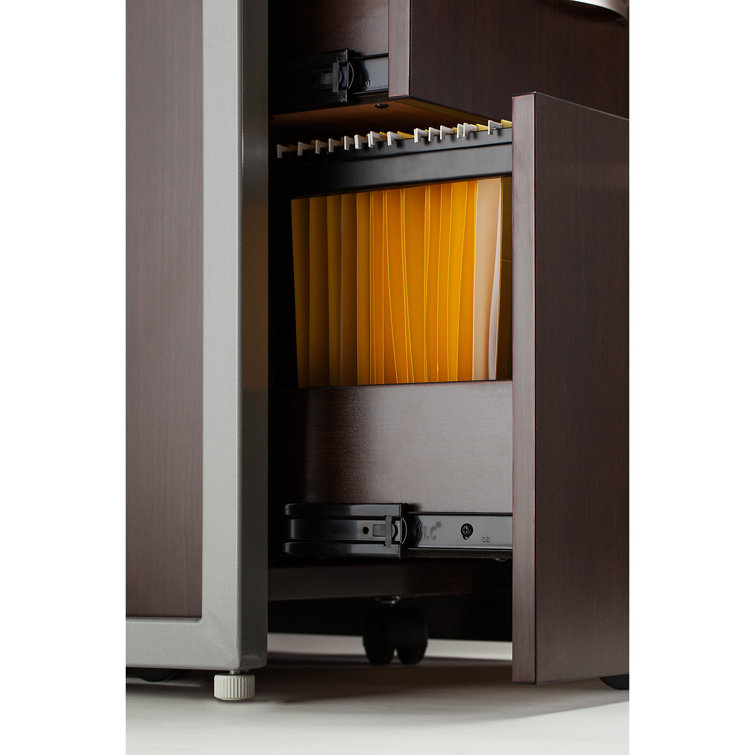 Mocha Cherry Compact 3-Drawer Mobile Legal File Cabinet
