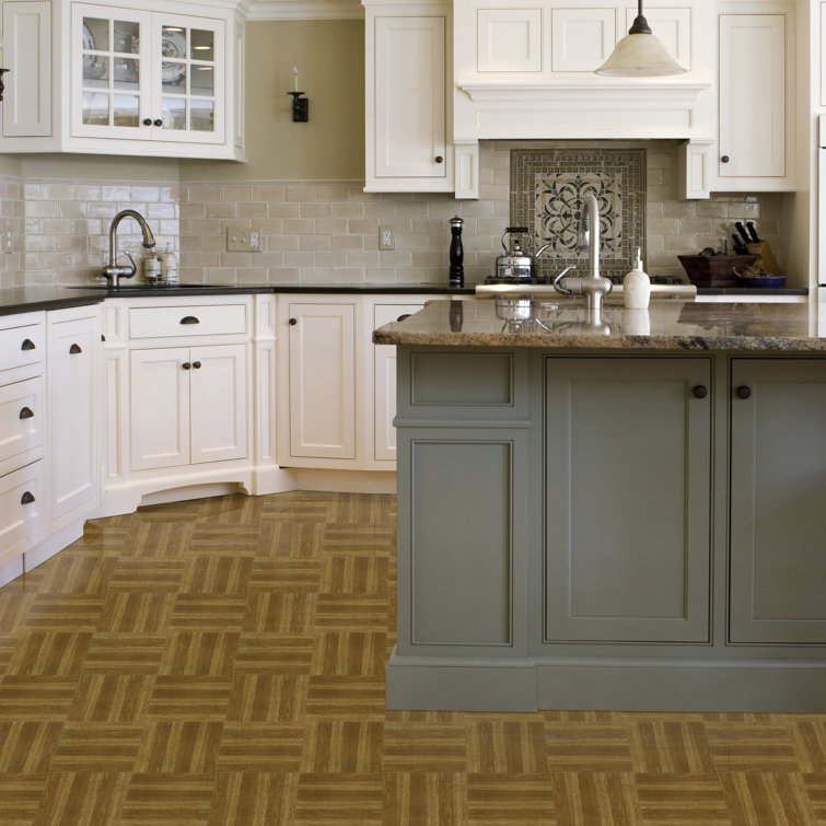 Sterling Medium Oak Self-Adhesive Vinyl Floor Tiles, 12" x 12"