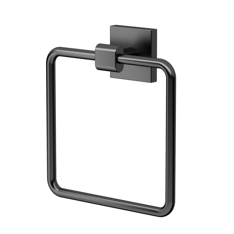 Matte Black Rectangular Wall Mounted Towel Ring
