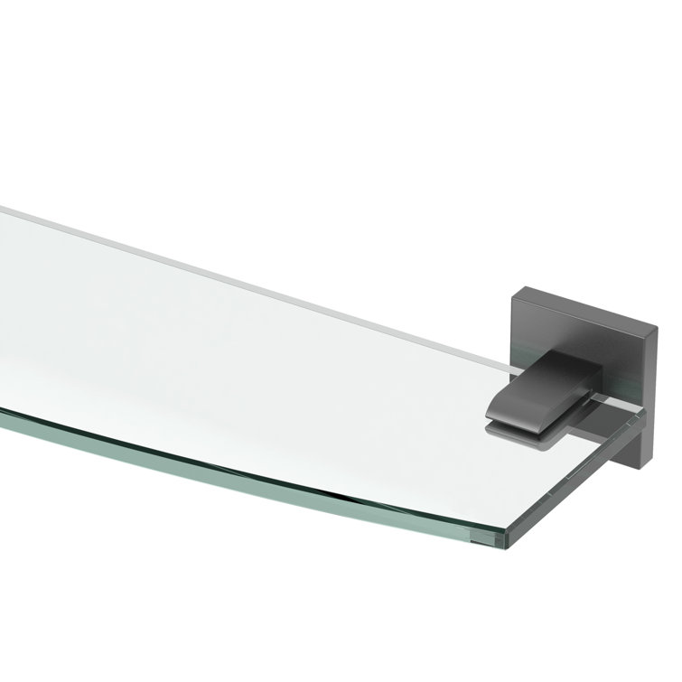 Elevate 20'' Matte Black Hand Polished Glass Wall Shelf