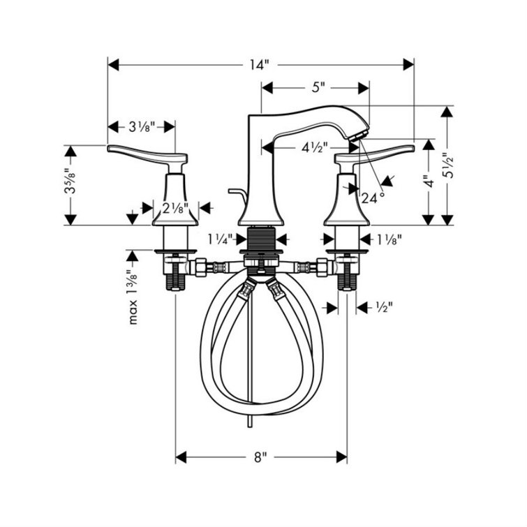 Polished Nickel Modern Widespread Bathroom Faucet Set