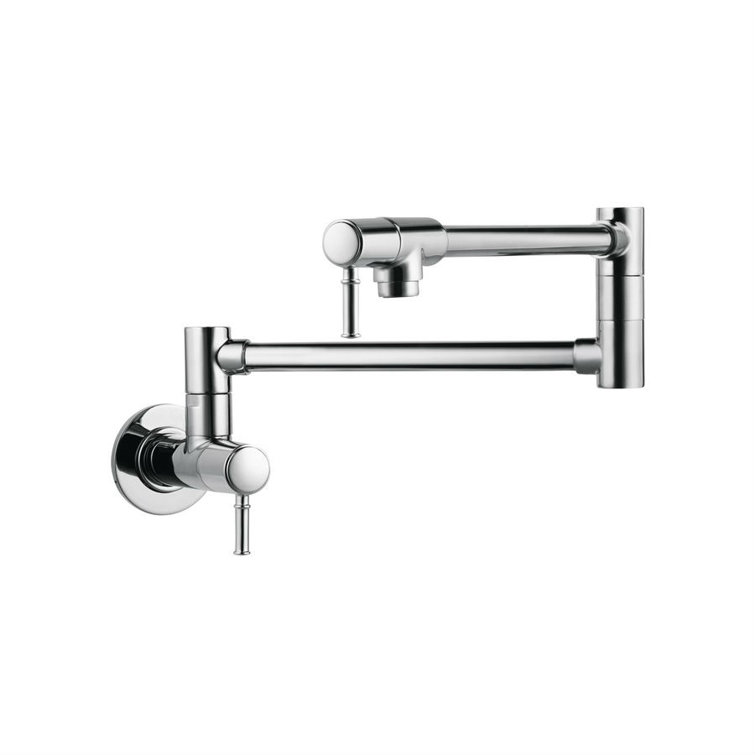 Elegant Steel Optik 25" Wall-Mounted Brass Pot Filler with Dual Handles