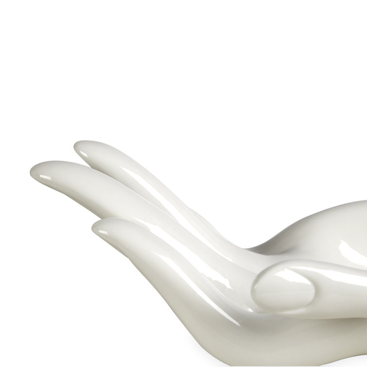White Ceramic Hand-Shaped Fruit Bowl
