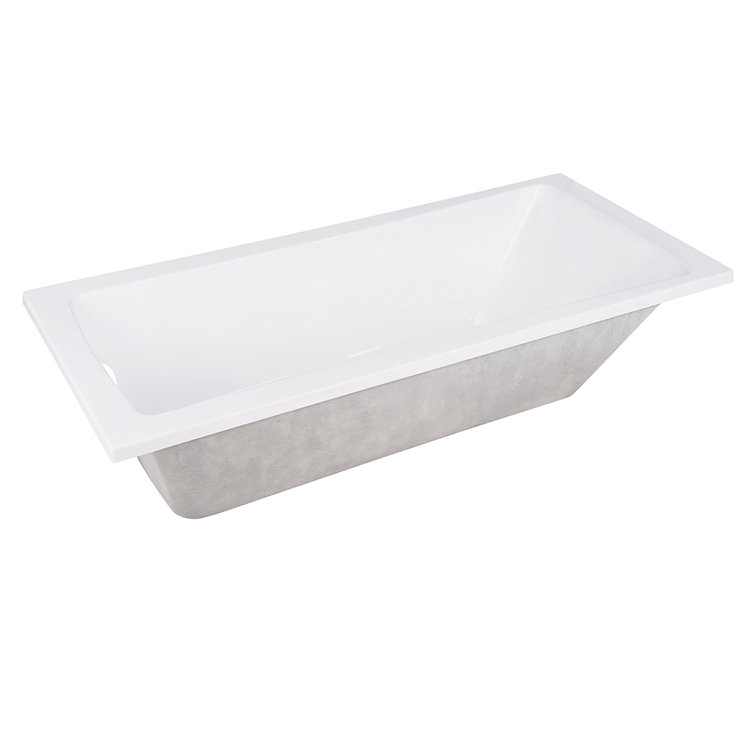 Aqua Eden 59-Inch White Acrylic Rectangular Drop-In Tub with Jets