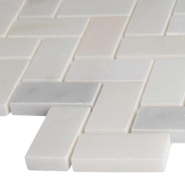 Greecian White Herringbone Polished Marble Mosaic Tile