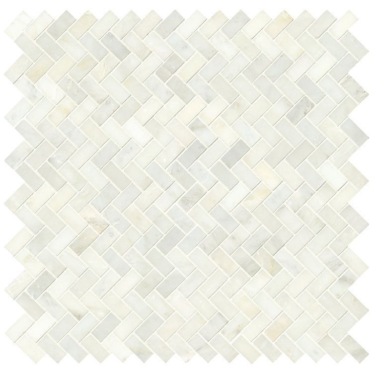 Greecian White Herringbone Polished Marble Mosaic Tile