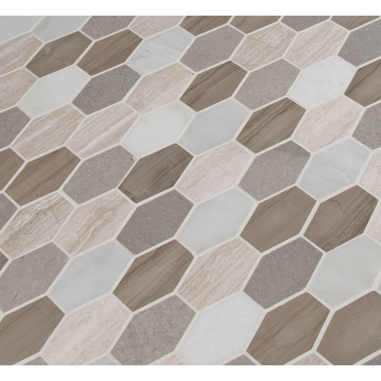 Gray and White Hexagon Marble Mosaic Tile for Indoor and Outdoor