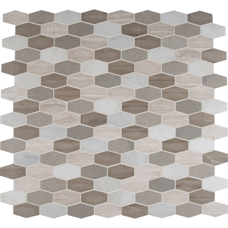 Gray and White Hexagon Marble Mosaic Tile for Indoor and Outdoor