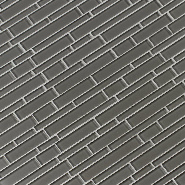 Pebble Gray Glass Mesh-Mounted Mosaic Tile Sheet