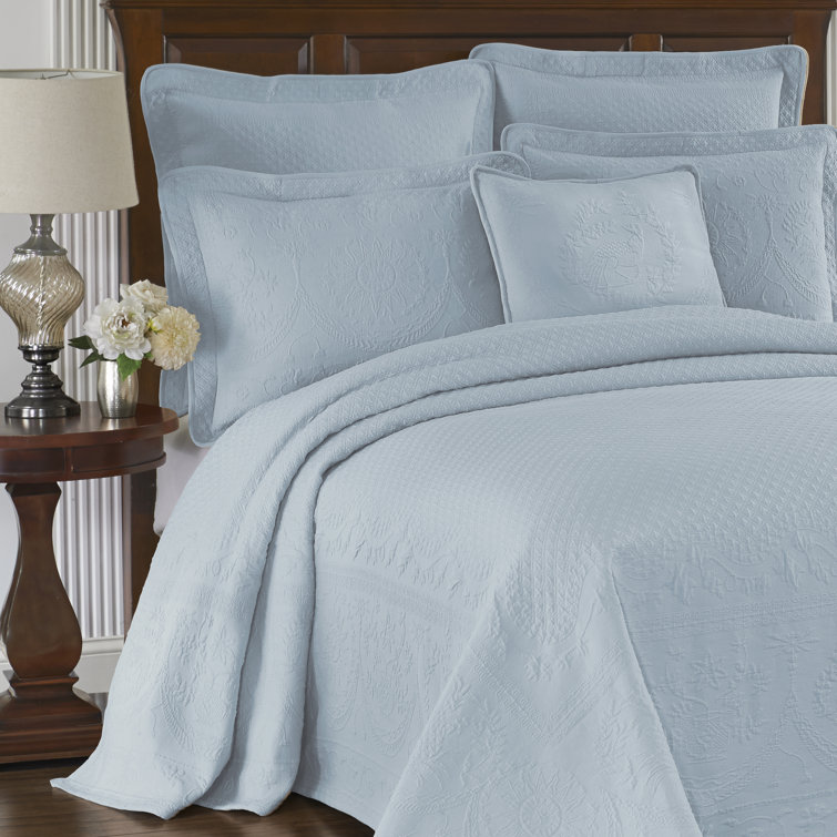 Charleston Blue King Cotton Matelasse Bedspread Set