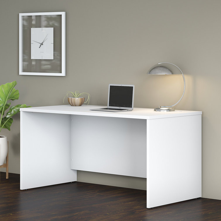 Transitional White 72" Home Office Desk with Cable Management