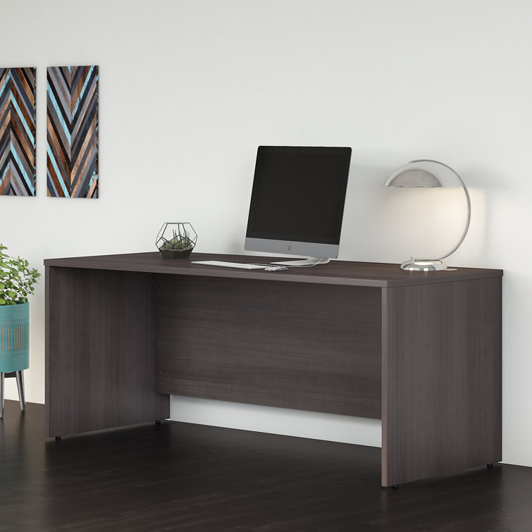Studio C Transitional Storm Gray Home Office Desk with Filing Cabinet