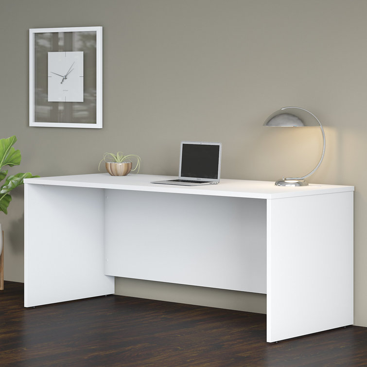 Transitional White 72" Home Office Desk with Cable Management