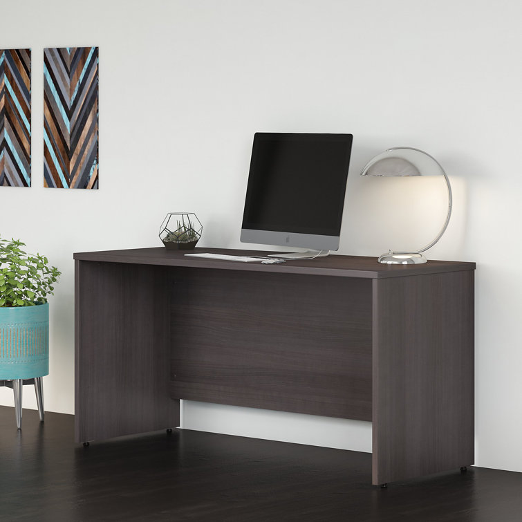 Studio C Transitional Storm Gray Home Office Desk with Filing Cabinet