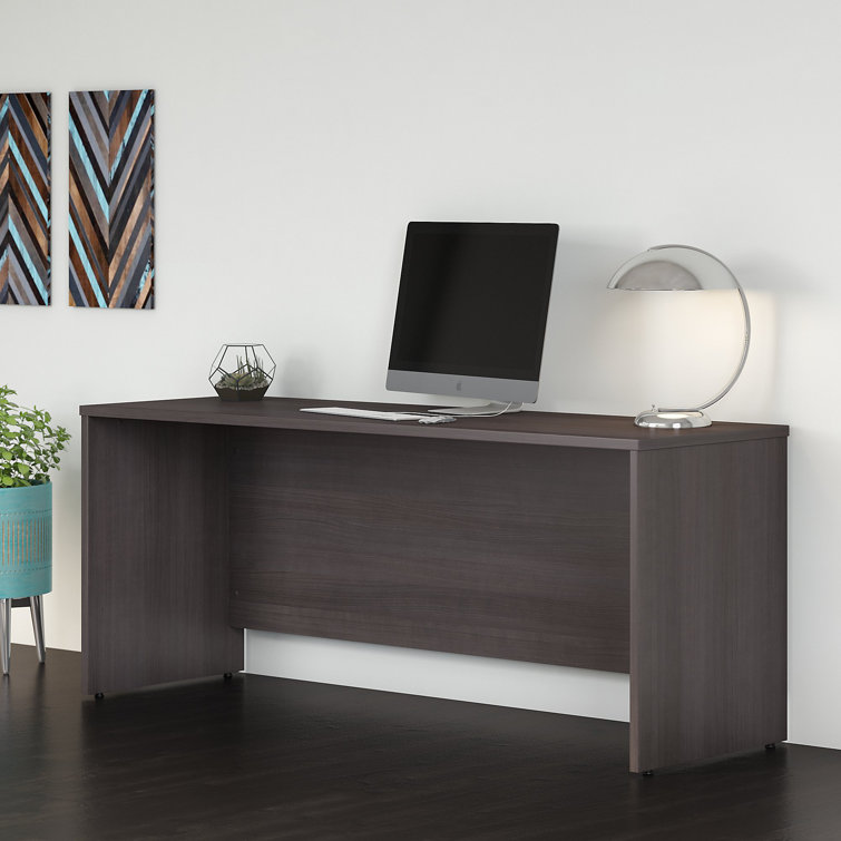 Studio C Transitional Storm Gray Home Office Desk with Filing Cabinet