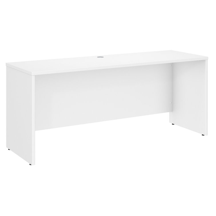 Transitional White 72" Home Office Desk with Cable Management