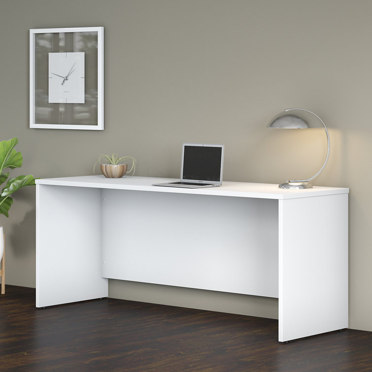 Transitional White 72" Home Office Desk with Cable Management