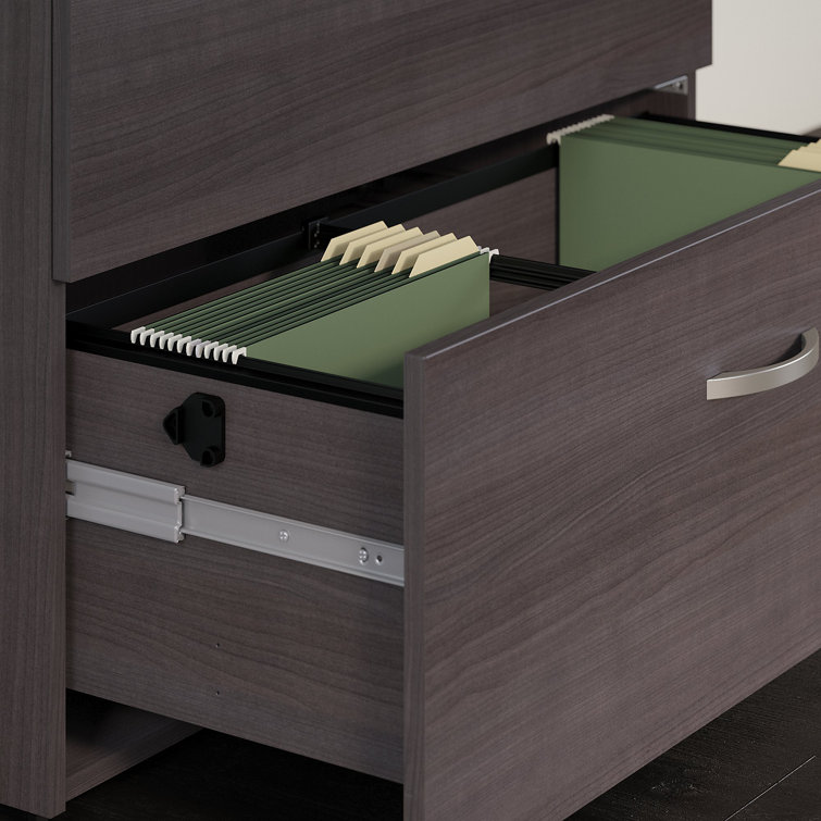 Storm Gray U-Shaped Executive Desk with Hutch and Storage
