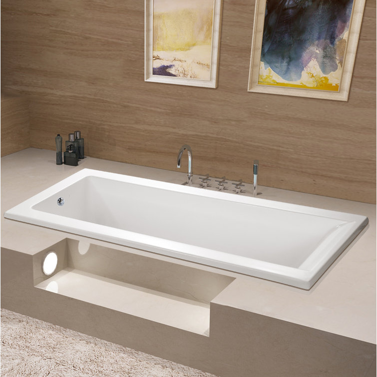 Aqua Eden 67-Inch White Acrylic Rectangular Drop-In Tub