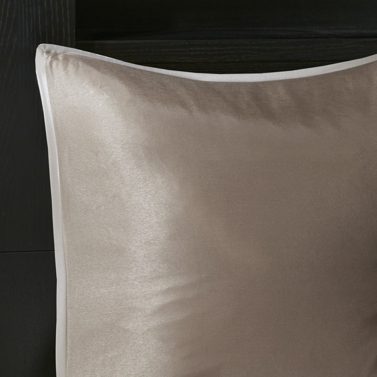King Beige Faux Silk Embroidered Comforter Set