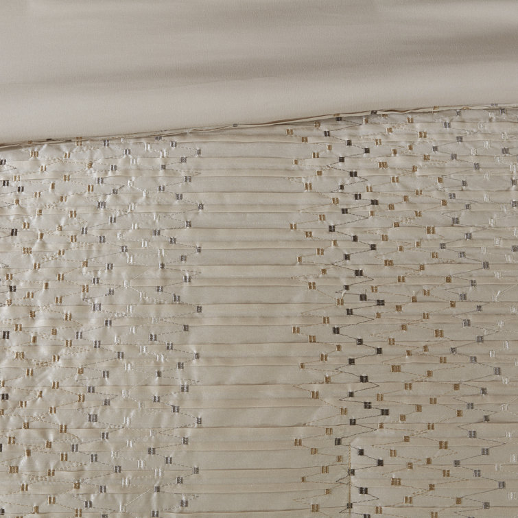 King Beige Faux Silk Embroidered Comforter Set
