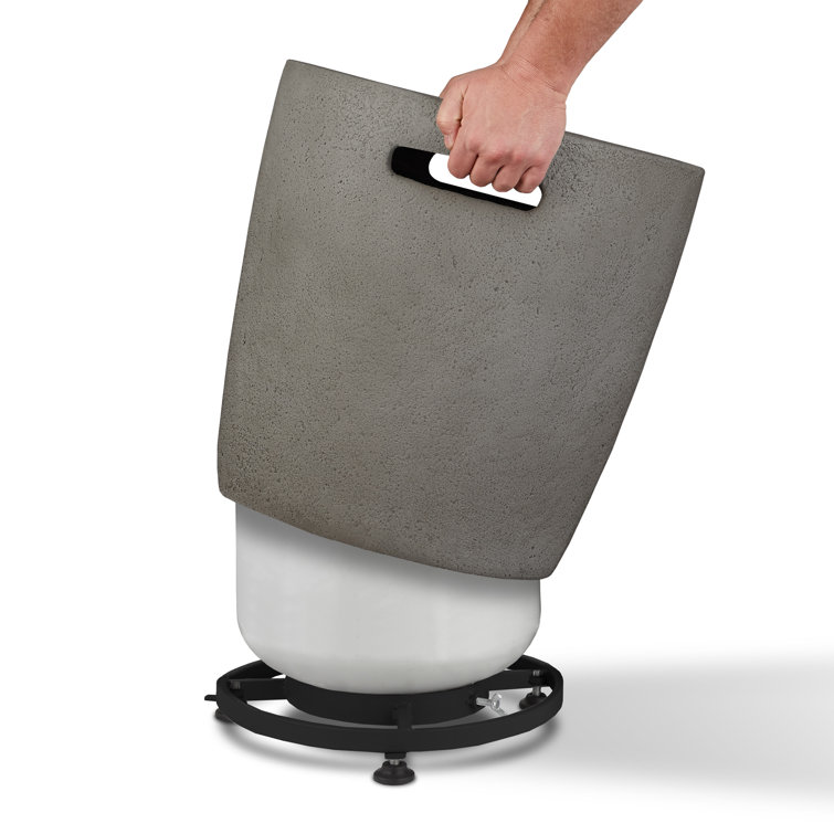 Gray Fiber-Cast Concrete Propane Tank Cover with Steel Frame