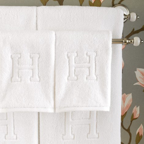 White Egyptian Cotton Fingertip Monogrammed Washcloth