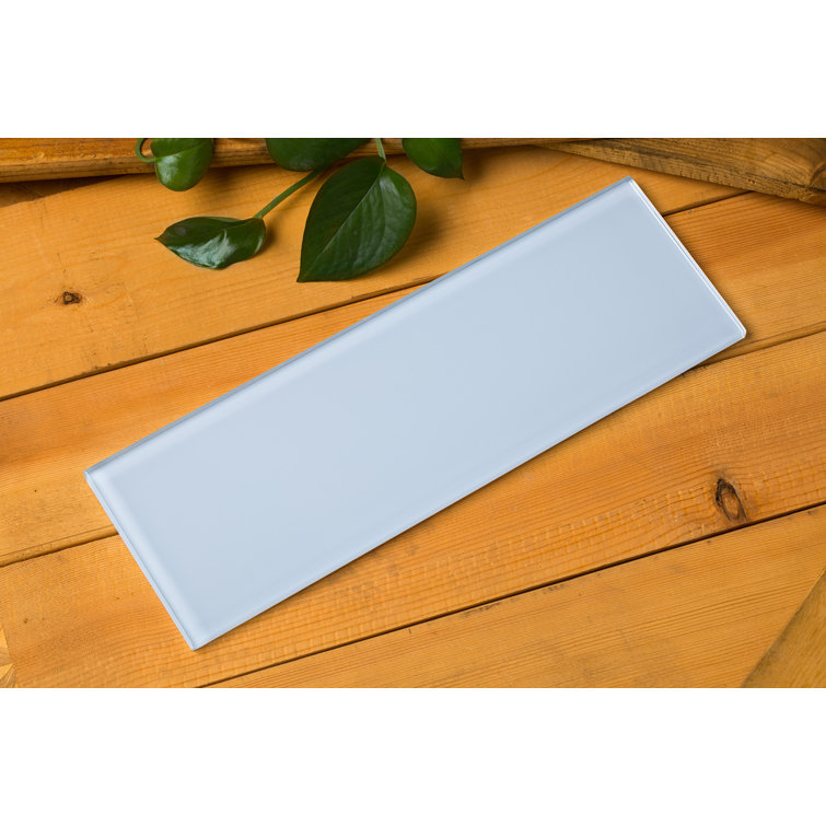 Super White and Gray Glass 4'' x 12'' Subway Tile