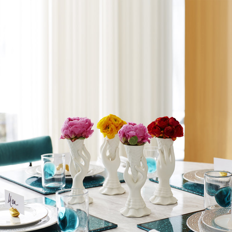 White Porcelain Conical Bouquet Table Vase