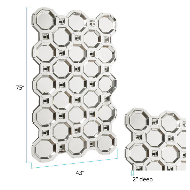 Elegant 75'' Beveled Wood Frame Mosaic Mirror
