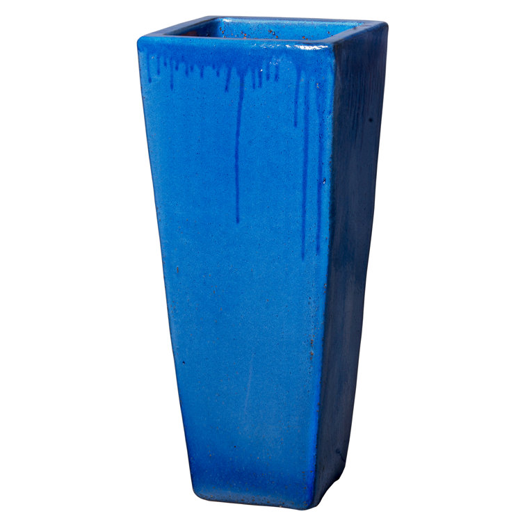 Handcrafted Blue Glazed Large Square Ceramic Planter, 35"