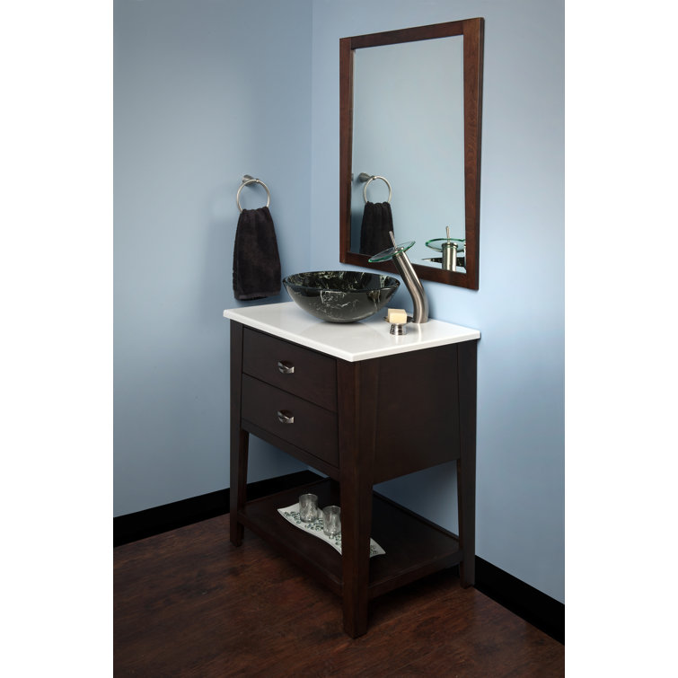 19'' Black and White Tempered Glass Round Vessel Sink