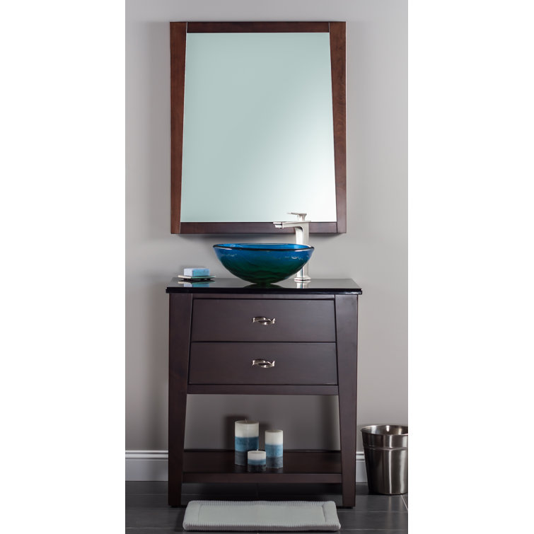 Mare 19'' Blue and Green Glass Round Vessel Sink