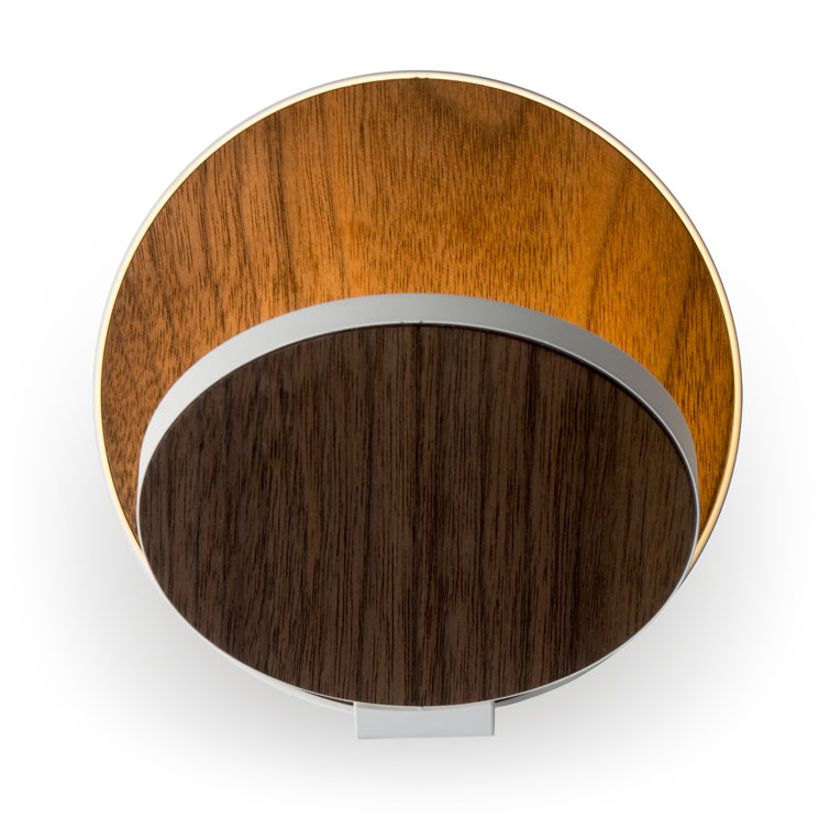 Oiled Walnut and White LED Plug-In Wall Sconce