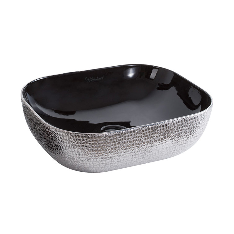 Isabella Plus Rectangular Black and Silver Ceramic Above-Counter Sink