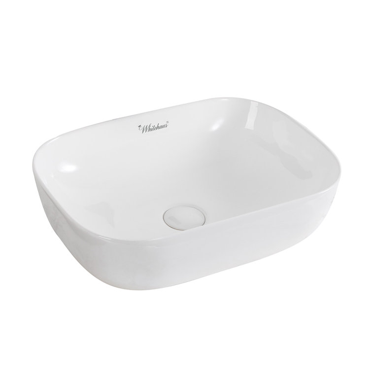 White 20" Ceramic Rectangular Above Mount Bathroom Sink