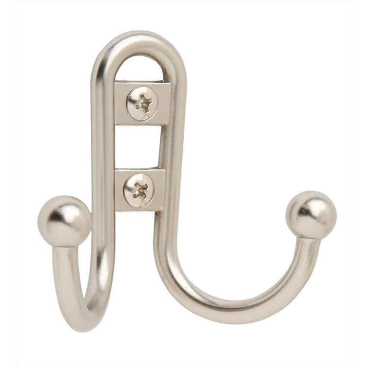 Small Silver Double Prong Wall Mount Hook