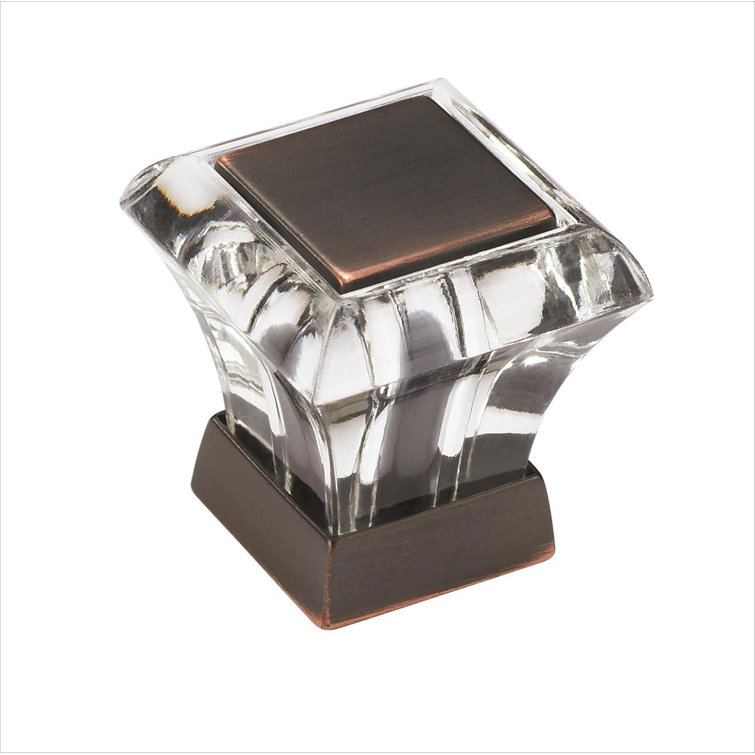 Square Clear Crystal and Oil Rubbed Bronze Cabinet Knob