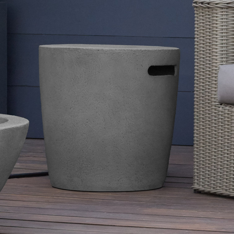 Gray Fiber-Cast Concrete Propane Tank Cover with Steel Frame