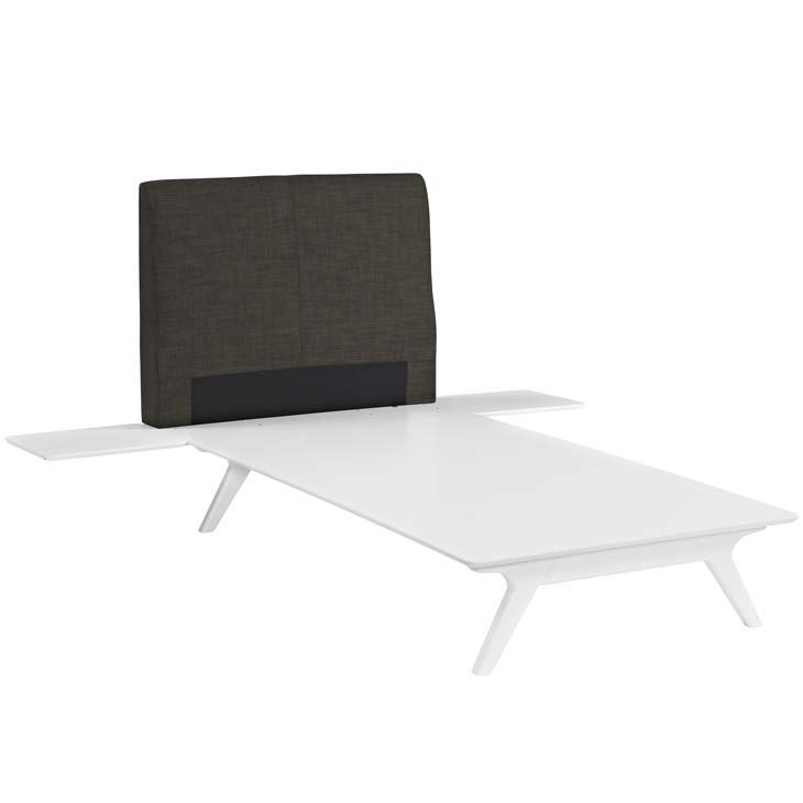 Tracy Queen Mid-Century Modern Upholstered Bed Frame in Toffee Brown