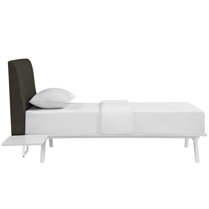 Tracy Queen Mid-Century Modern Upholstered Bed Frame in Toffee Brown