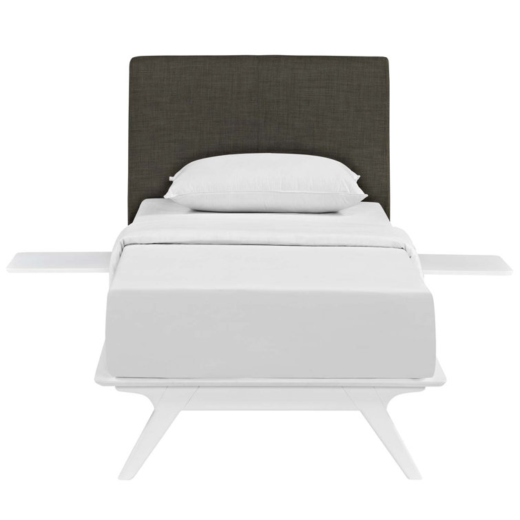 Tracy Queen Mid-Century Modern Upholstered Bed Frame in Toffee Brown