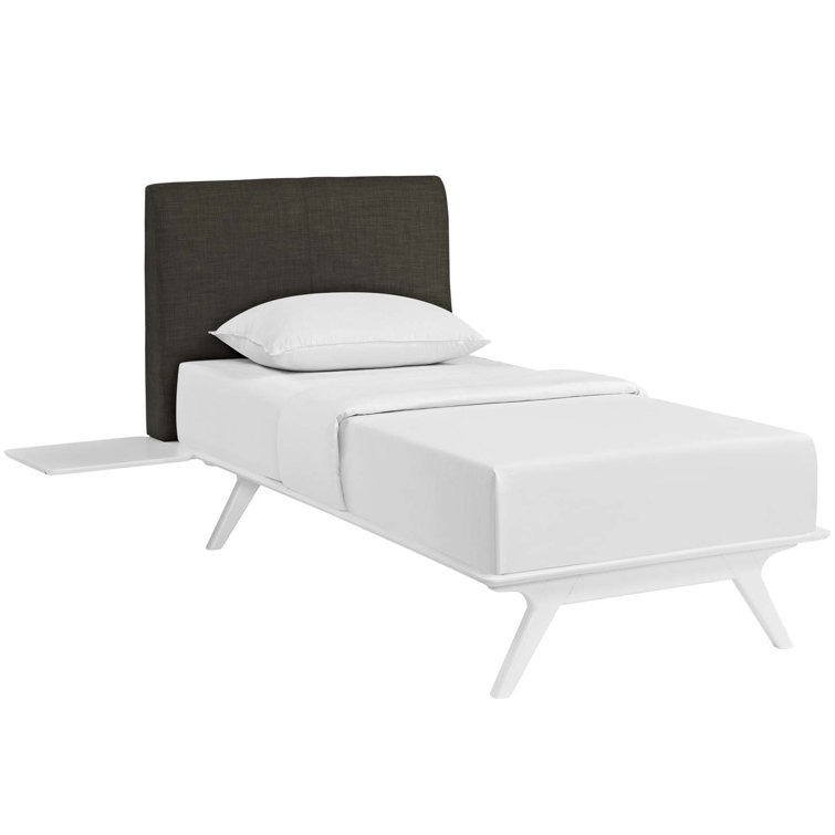 Tracy Queen Mid-Century Modern Upholstered Bed Frame in Toffee Brown