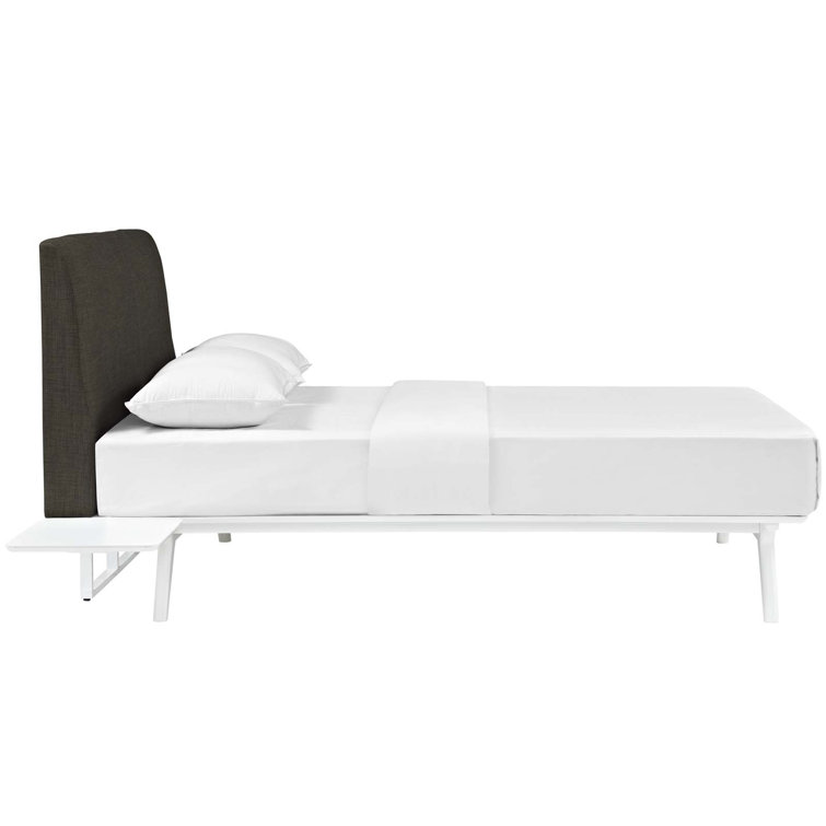 Tracy Queen Mid-Century Modern Upholstered Bed Frame in Toffee Brown